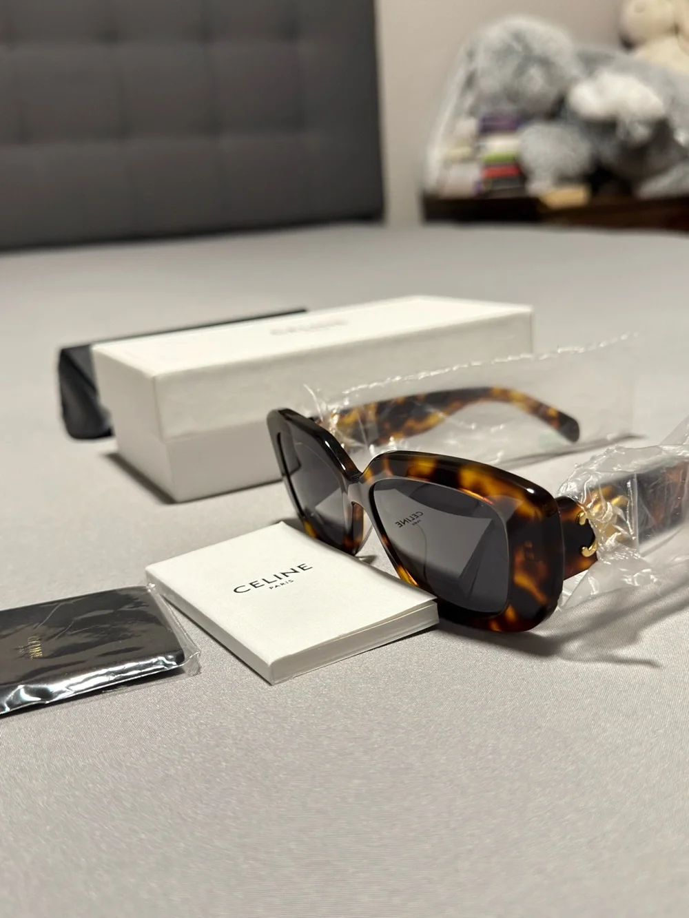 Celine Tortoiseshell Cat-Eye Sunglasses with Dark Lenses